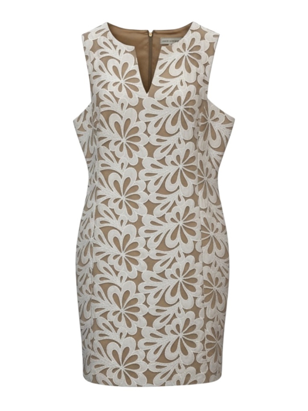 Katherine Kelly GORGEOUS Sleeveless White Lace Overlay Sheath Dress Lined 🕊️